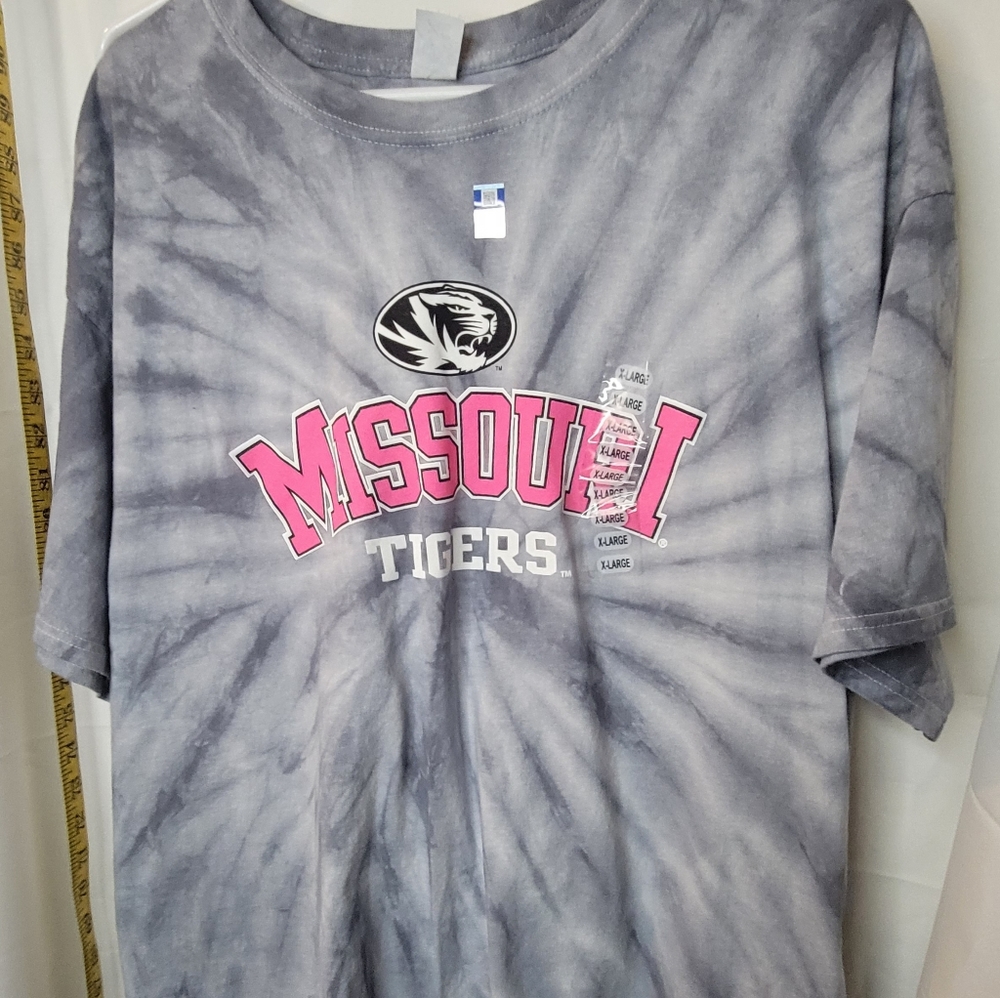 University of Missouri Tigers XL Gray Tie Dye Tee Shirt Mizzou
